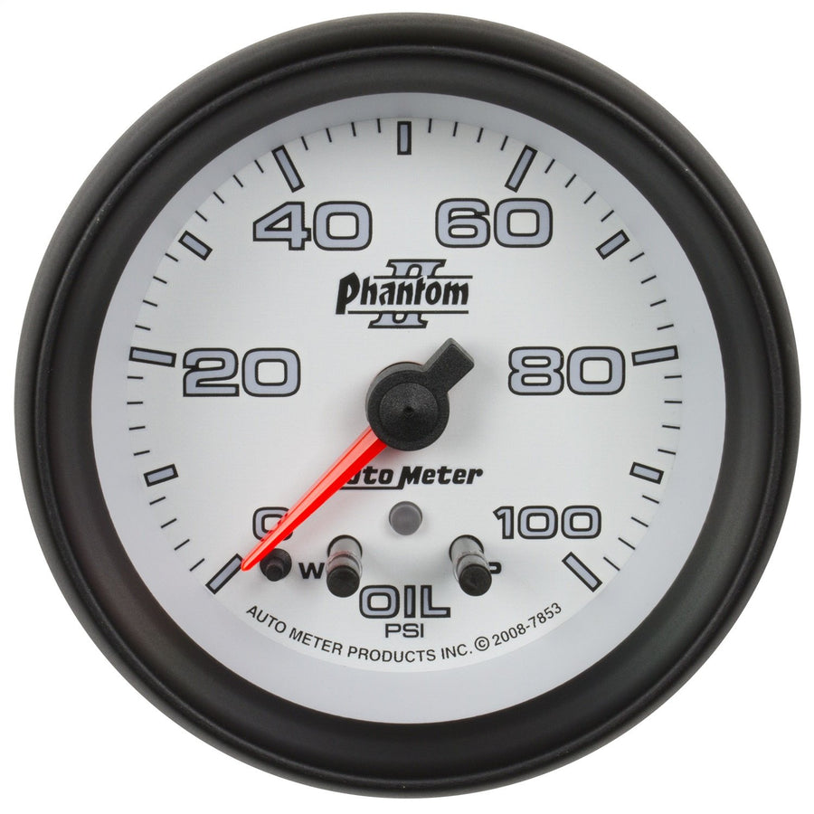 Auto Meter Phantom II 2-5/8" 0-100 PSI Full Sweep Electric Oil Pressure Gauge with Peak Memory and Warning