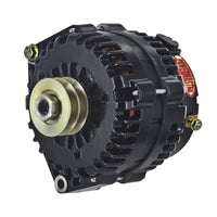 Black Powermaster 8-58539 Alternator (215A 2V Pulley Side Bat Post with Spacers 1 Wire)