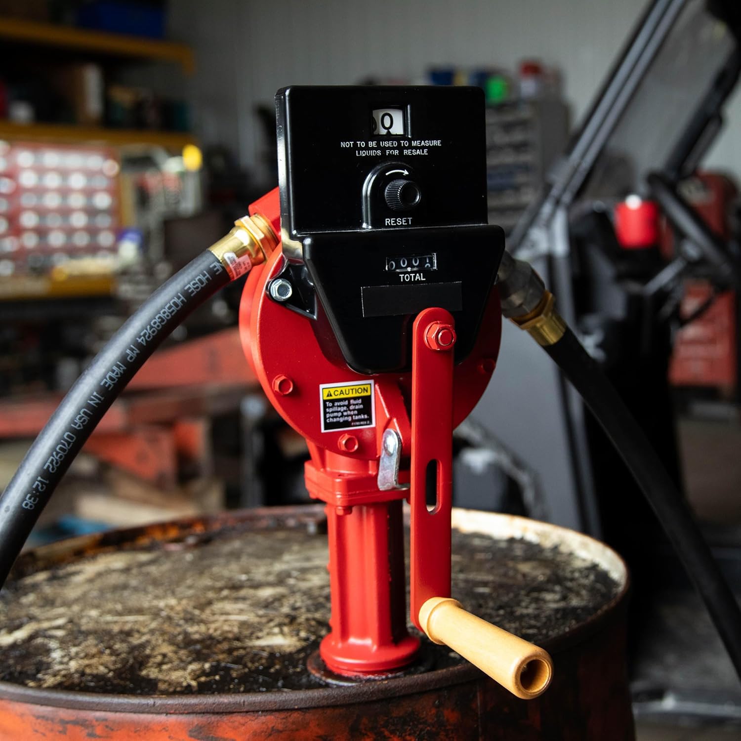 Fill-Rite Fuel Transfer FR112C Rotary Hand Pump w/Gallon Counter, Discharge Hose, Nozzle Spout, & Suction Pipe
