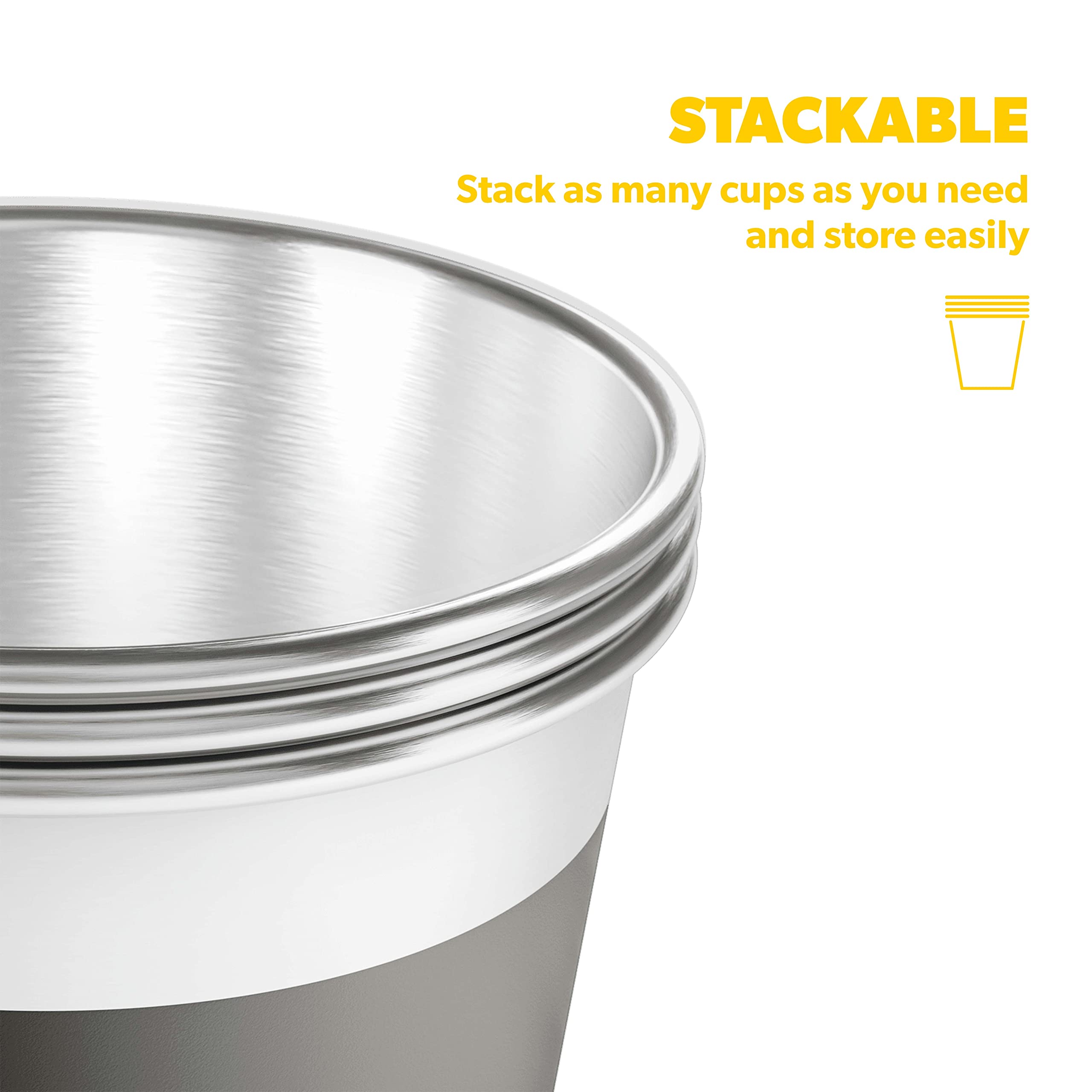 Dometic 16 oz Premium Stainless Steel Stackable Cups (4-pack) Ore
