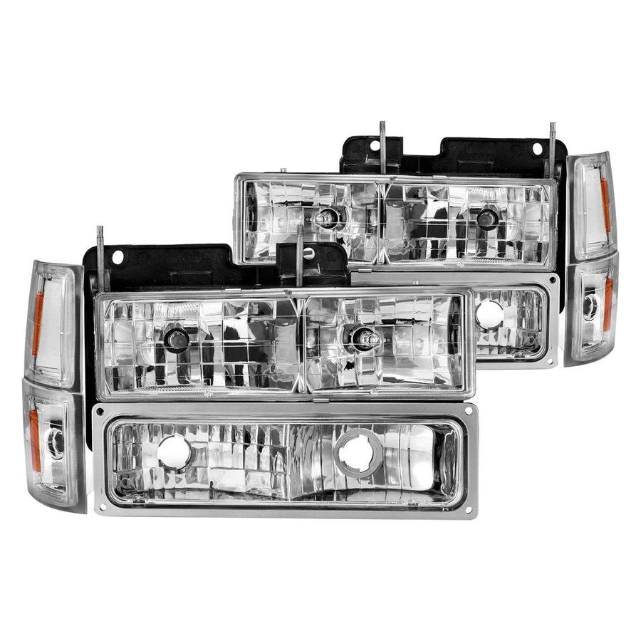 88-98 Chevrolet C1500 Anzo USA Crystal Headlights Chrome w/Signal and Side Marker Lights (111506)