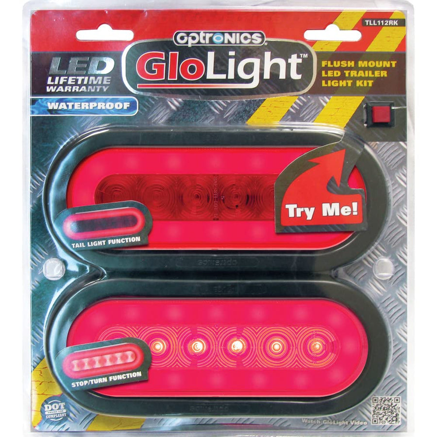 GloLight Optronics TLL112RK Red 6" Oval Sealed 22-LED Trailer Light Kit with Lifetime LED Warranty