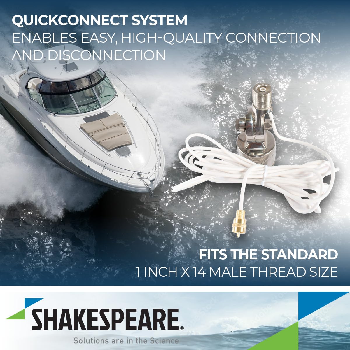 Antenna Mount Shakespeare QC Rail SS W/Cable