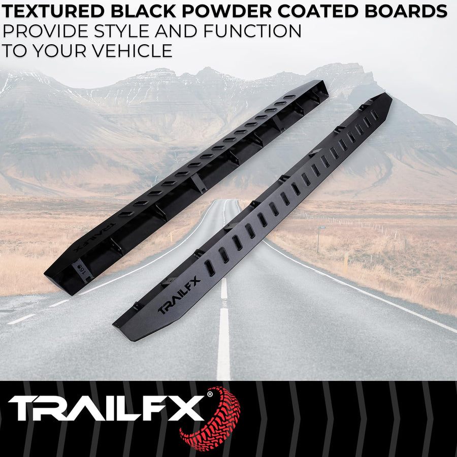 TrailFX Running Board Overland for Jeep Gladiator JT 2020-2025 Matte Black Powder Coated Steel Bolt On Set of 2 Nerf Bars with Mounting Hardware TrailFX ORB007