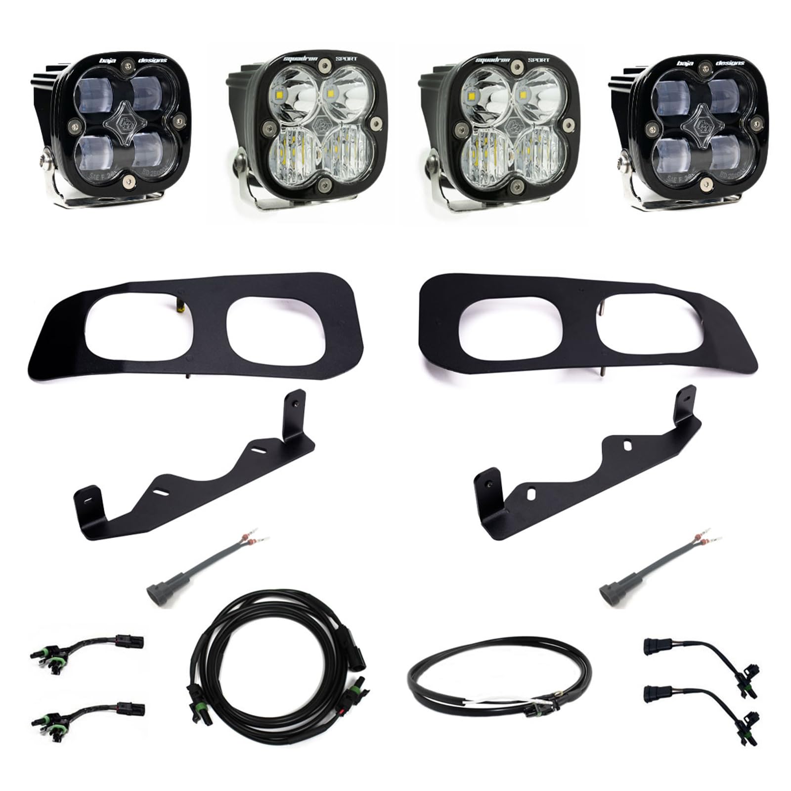 Baja Designs Fog Pocket Light Kit Dual Squadron Sport SAE for Ford Super Duty Truck 23-On with Upfitter Harness, Clear