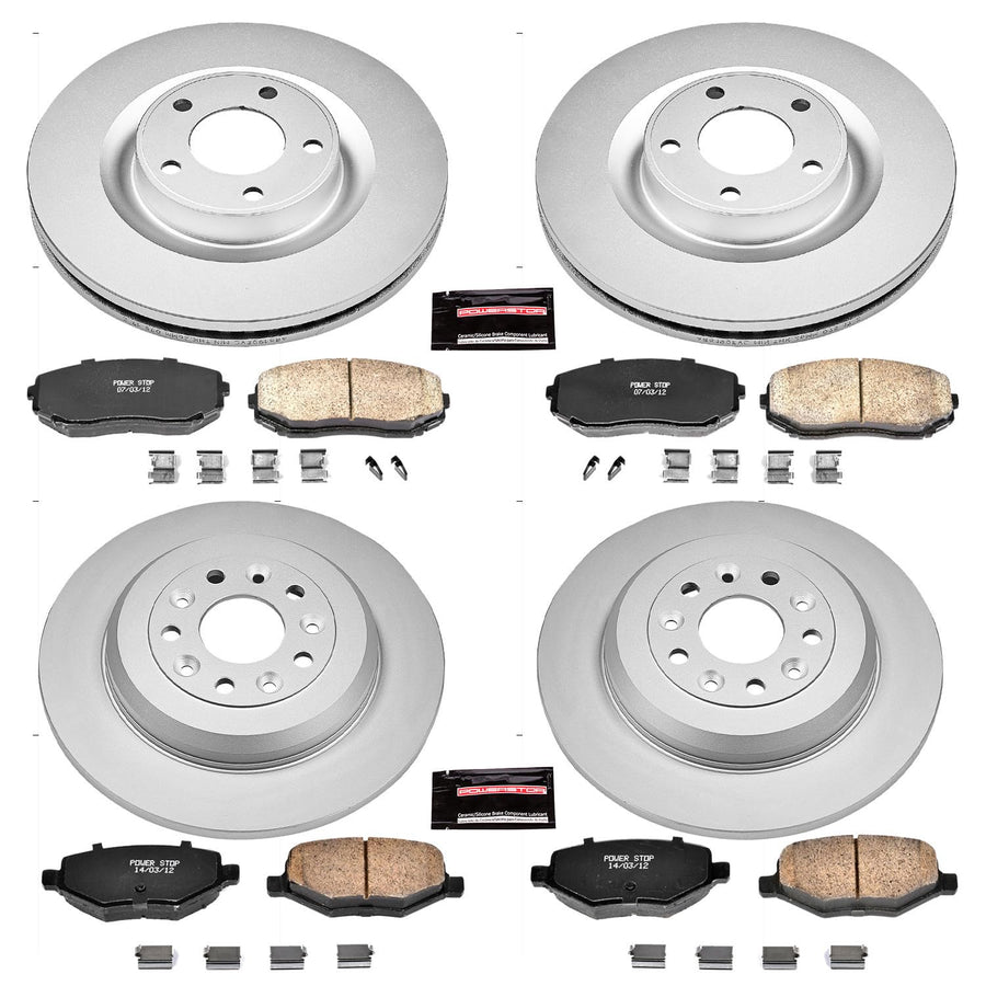 Power Stop Coated Brake Rotor & Ceramic Brake Pads CRK5452- front & rear For Ford Edge 2011-2012, Lincoln MKX 2011-2012 [Model Specific]