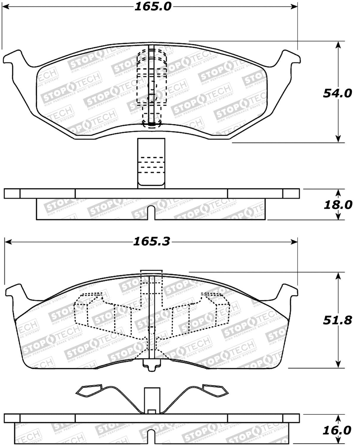 Front StopTech 308.06420 Brake Pads with Shims and Hardware Street
