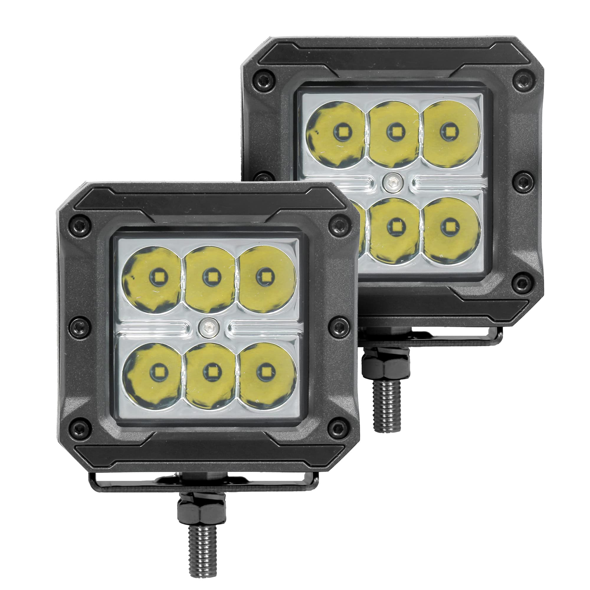 Xplor Lighting: Go Rhino Bright Series 3x3 LED Cube Spot Light Kit (Pair) | Surface Mount (Threaded Stud Mount) Aluminum, Black | 751803023SCS