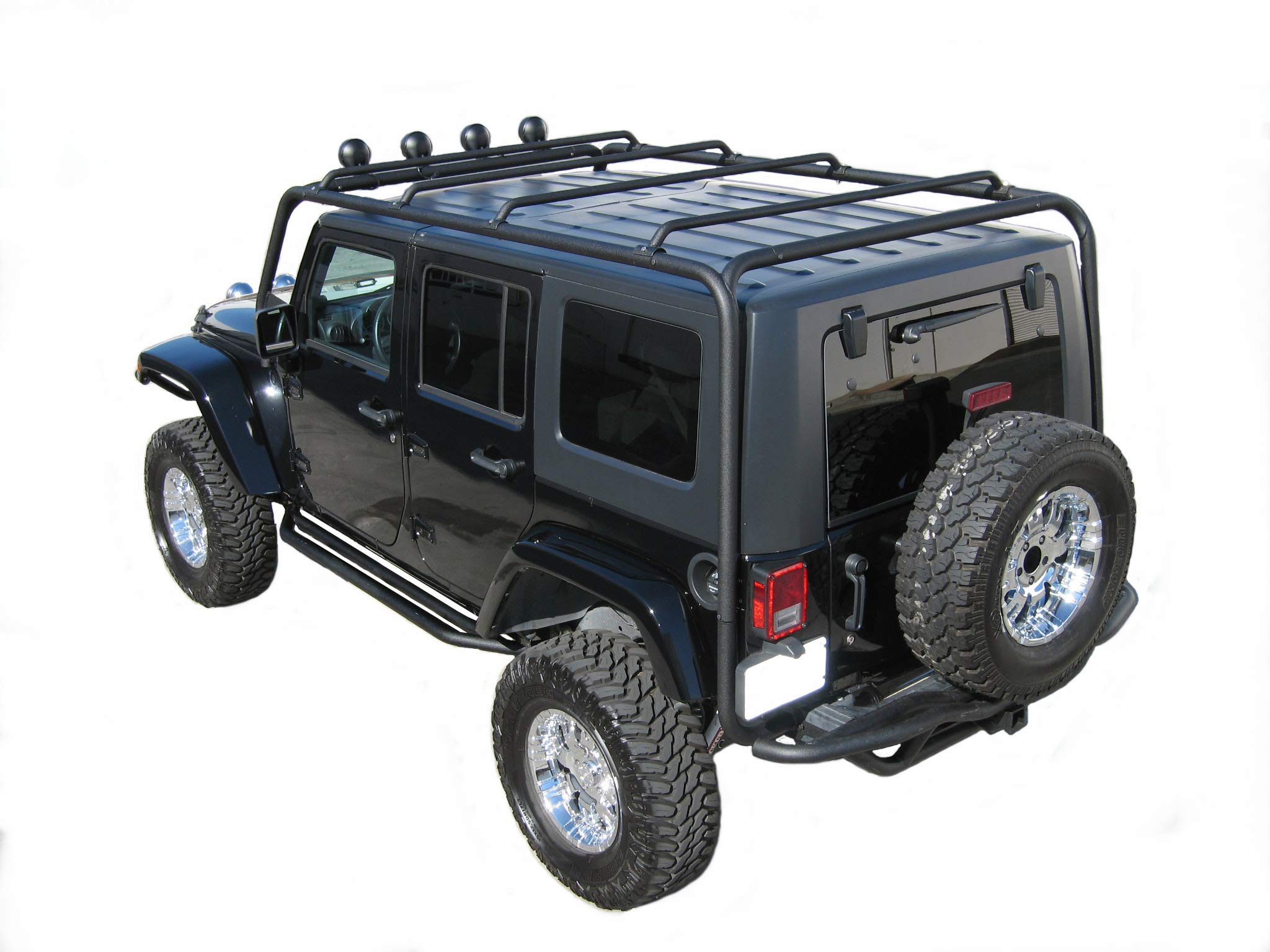 TrailFX Roof Rack J029T Fits Jeep Wrangler JK 2007-2018 Steel Direct Fit 350 lb Capacity Textured Black Bars Includes Installation Hardware