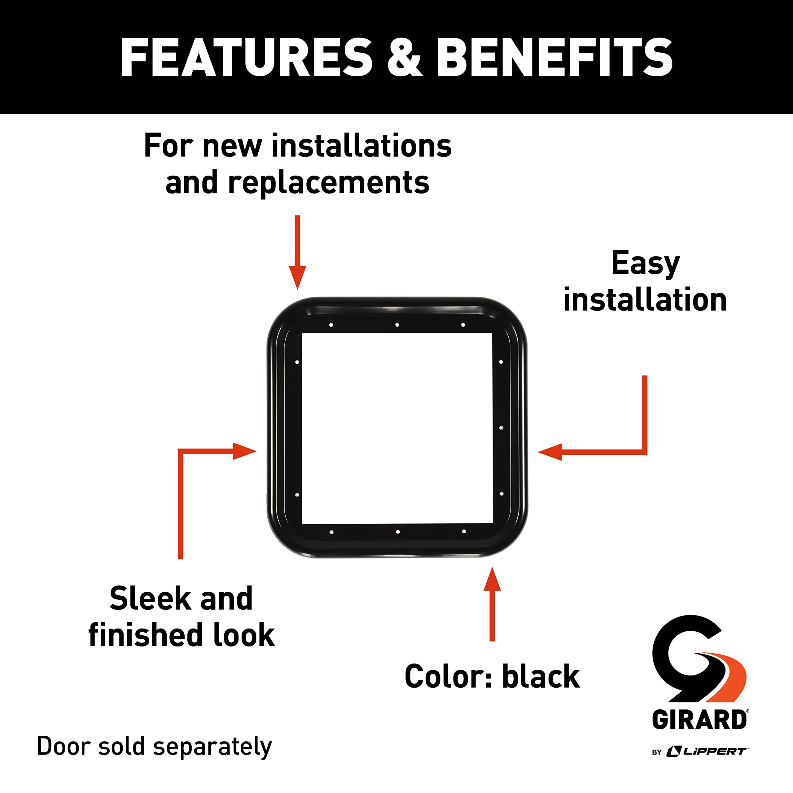 RV Water Heater Door Trim Ring Girard Products Llc - Black