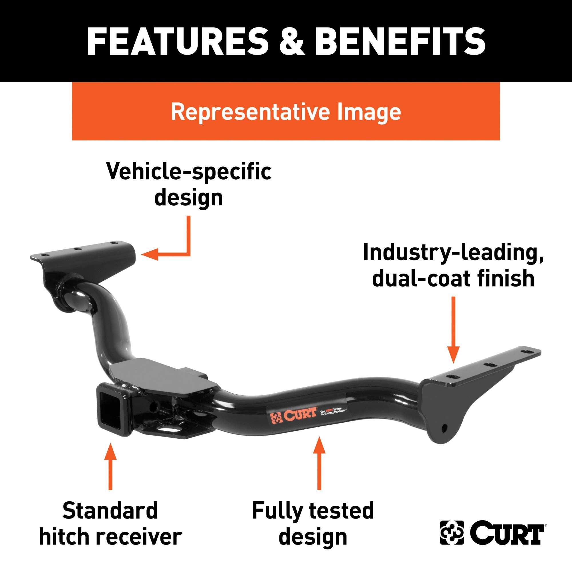 CURT Class 3 Trailer Hitch, 2-In Receiver, Concealed Main Body, Fits Jeep Liberty Select