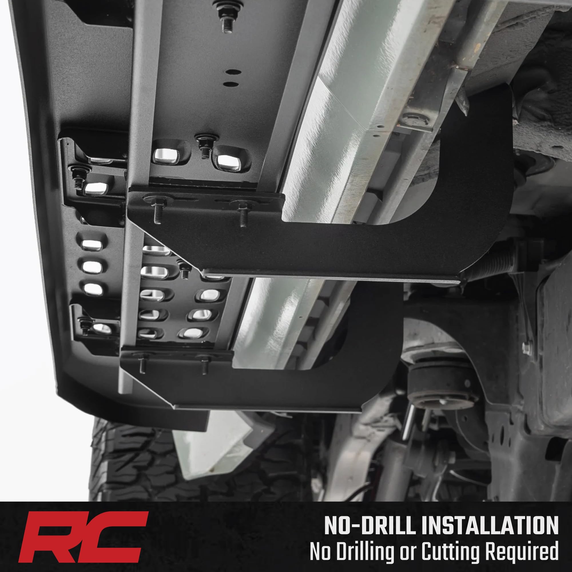 Rough Country Running Boards RPT2 for Toyota Tundra (2022–2026) – Fits Crew Cab 2WD/4WD, 6.75" Steel Side Steps, No-Drill Install, Matte Black Raptor-Style Rails