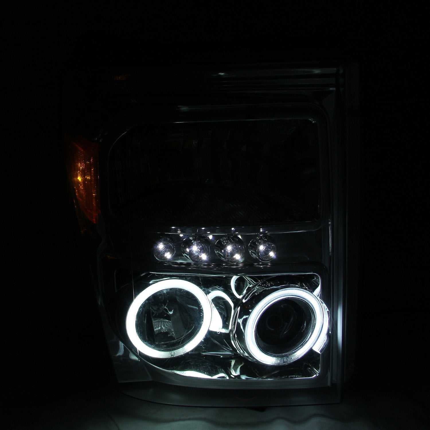 Chrome/Clear/Amber Halogen Projector Headlight AnzoUSA for Ford Super Duty Truck