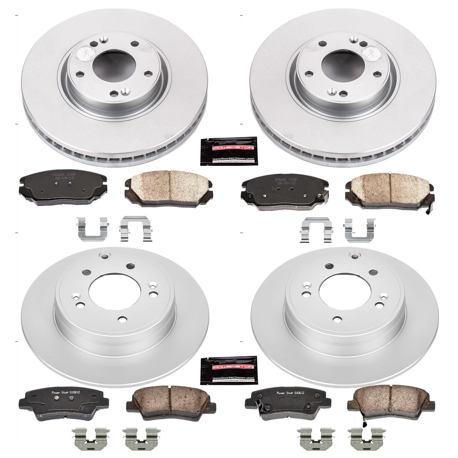 Power Stop CRK5474 Brake Rotor & Coated Ceramic Brake Pads- front & rear For Hyundai Azera 2009-2011 [Vehicle Specific]