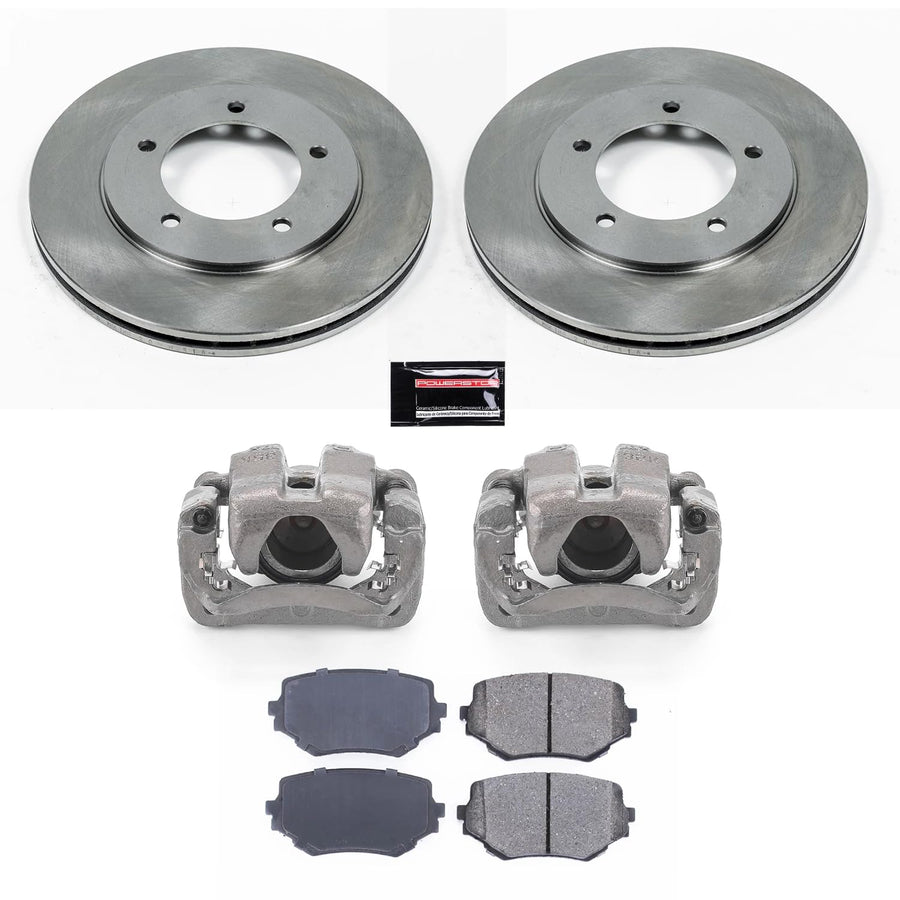 Power Stop KCOE6308 Front Stock Replacement Autospecialty Caliper Kit- OE Rotors, Ceramic Brake Pads, Calipers For Suzuki Grand Vitara 1999 [Model Specific]
