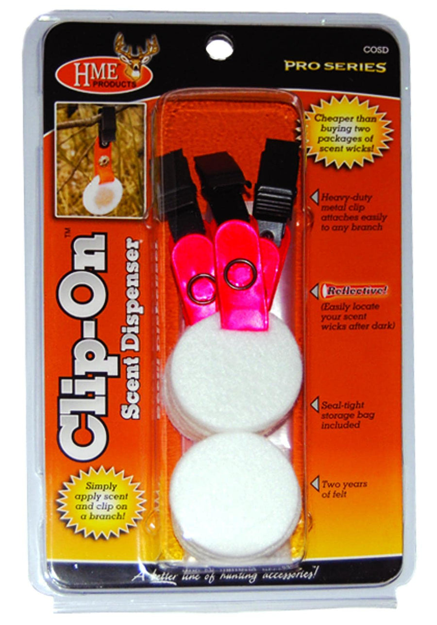 Clip-On HME Scent Dispenser (Pack of 3) | Highly Reflective Snap Clips with Replaceable Scent Wicks & Seal-Tight Storage Bag