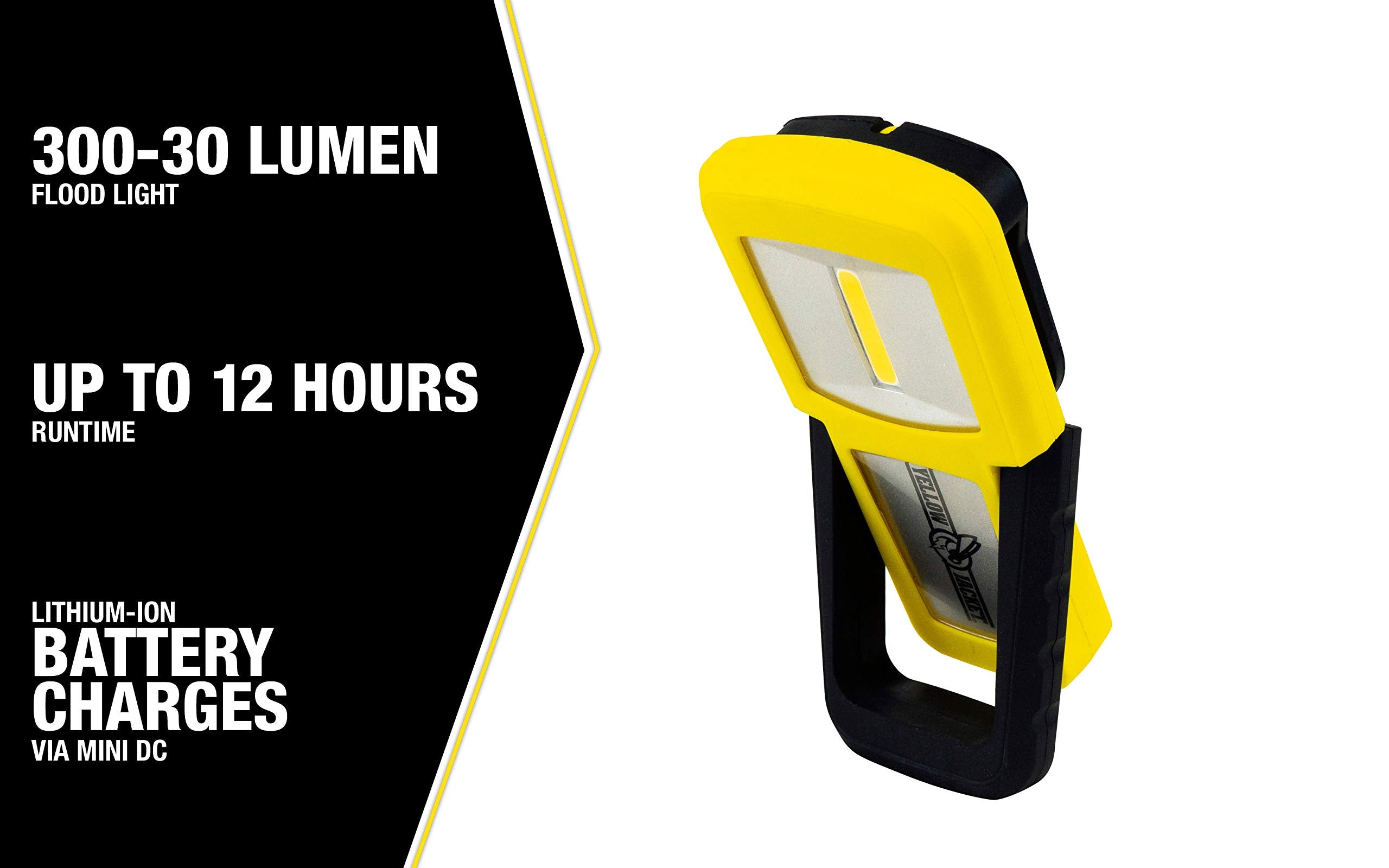 300 Lumen Yellow Jacket LED Rechargeable Handheld Task Light with Magnetic Base and Hang Hook, HHL1030R
