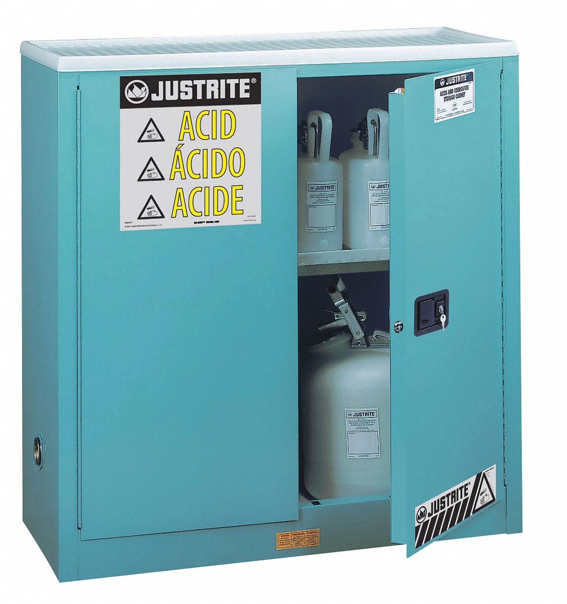30 gal Justrite 893002 Corrosive Safety Cabinet, Blue