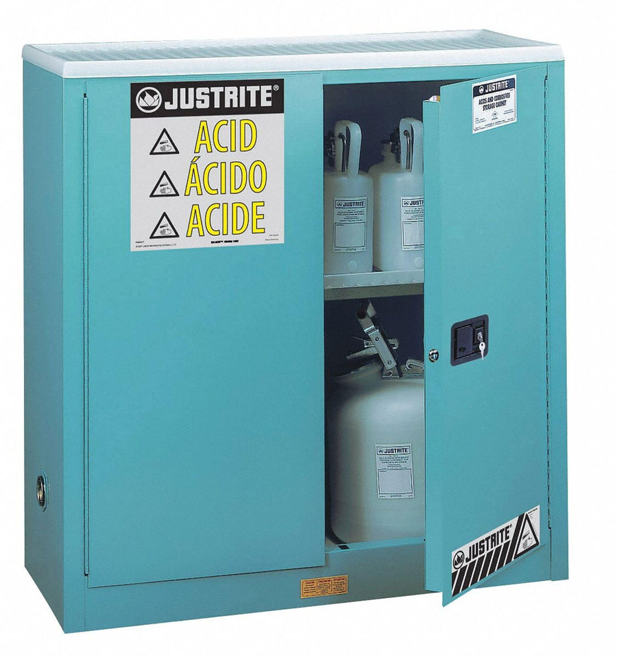30 gal Justrite 893002 Corrosive Safety Cabinet, Blue