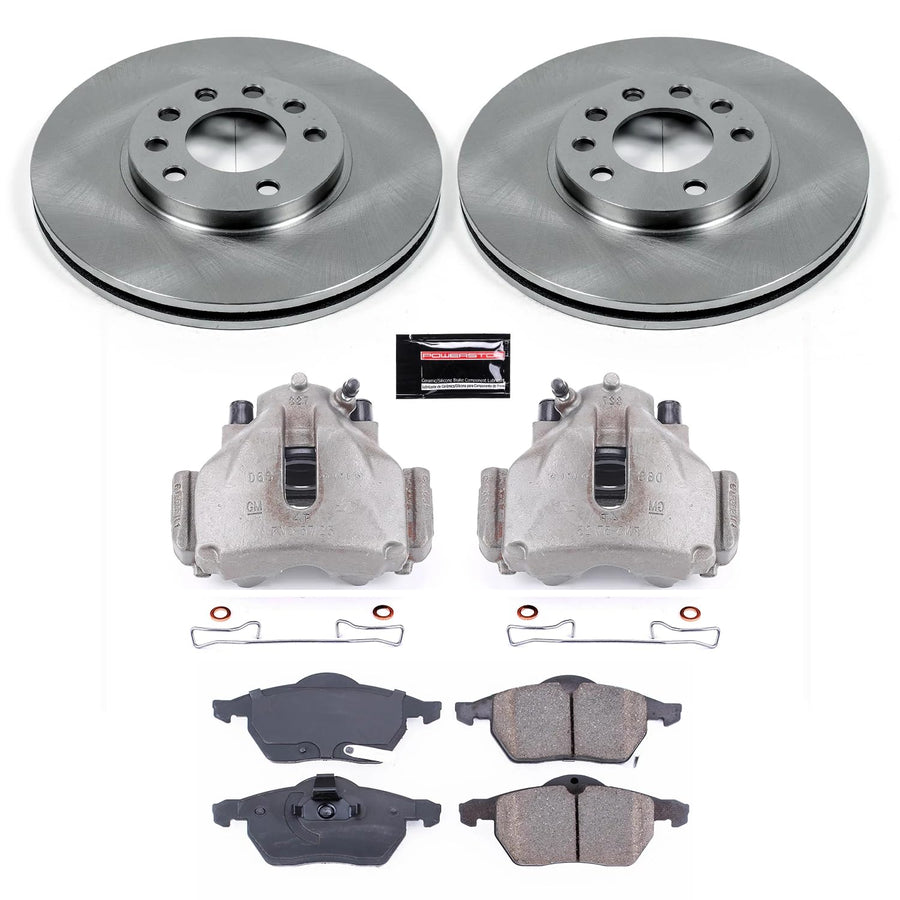 Power Stop KCOE834 Front Caliper Kit- OE Rotors, Ceramic Brake Pads, Calipers For 9-3, 9-5, L100, L200, L300, Saturn, Saturn, Saturn, Saturn, Saturn, LW200, LW300 [Model Specific]