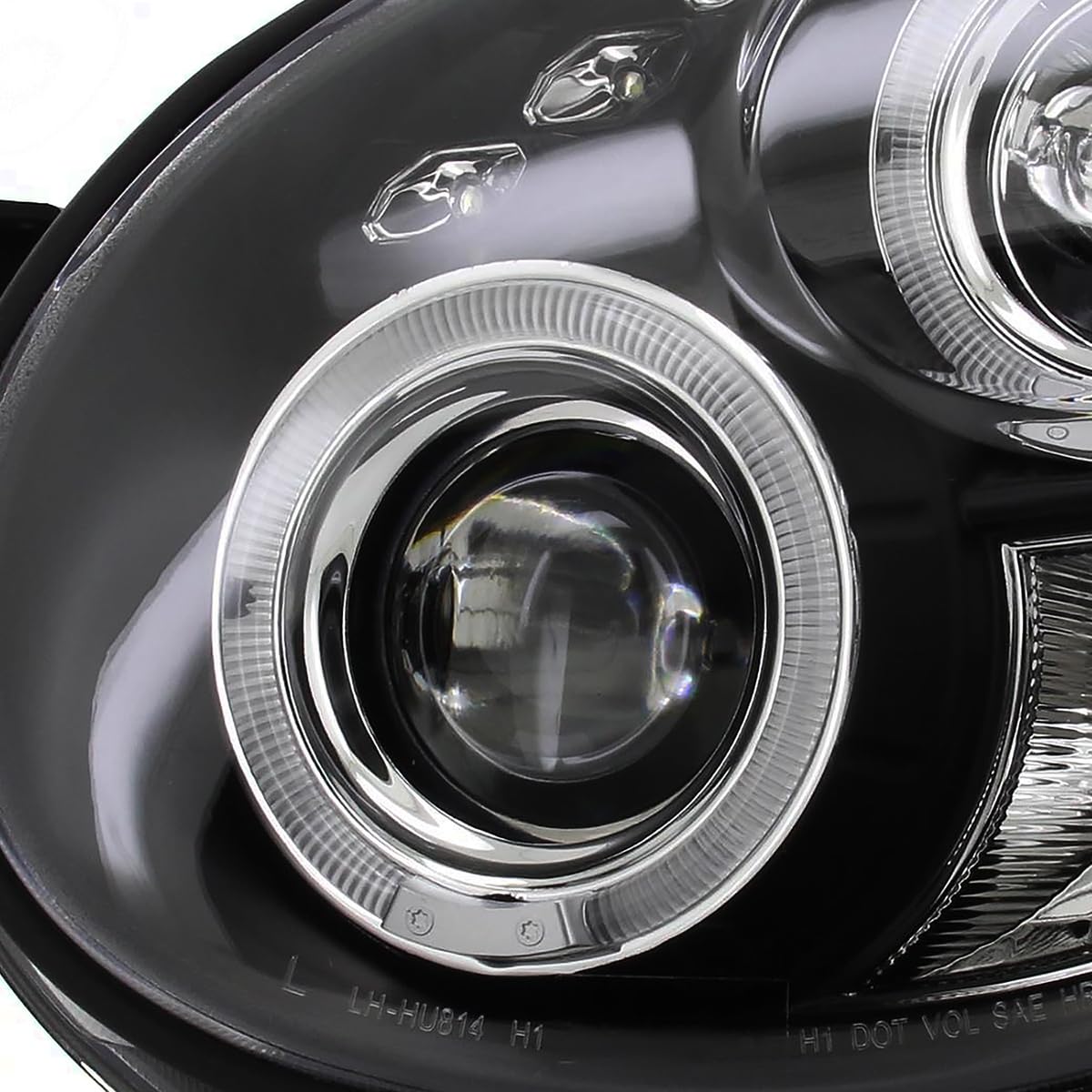 Dual Halo Projector Headlights Black SPEC-D TUNING Compatible with 2002-2003 Subaru Impreza, Left + Right Pair Headlamps Assembly