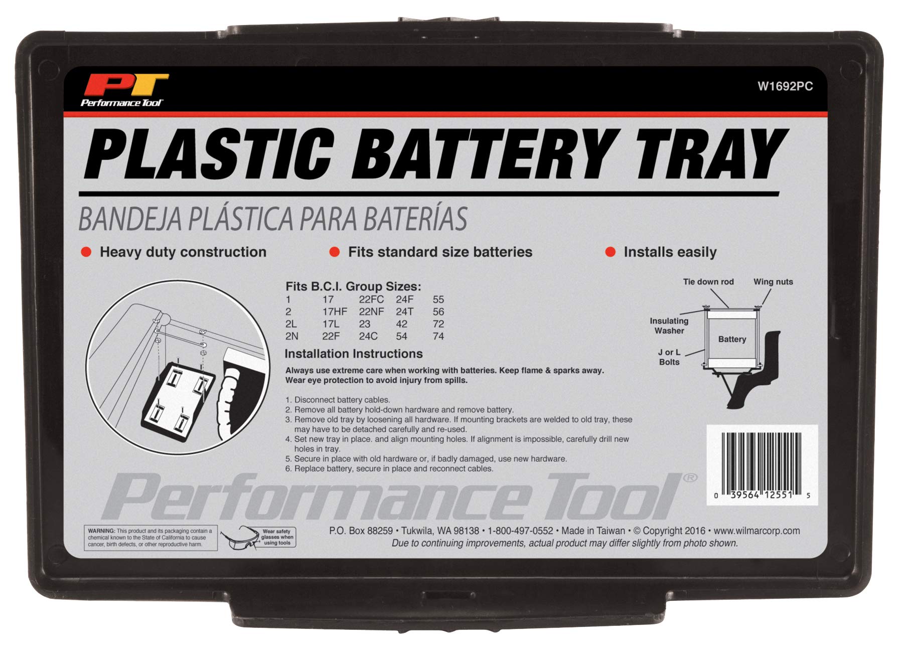W1692PC Performance Tool Small Plastic Battery Tray