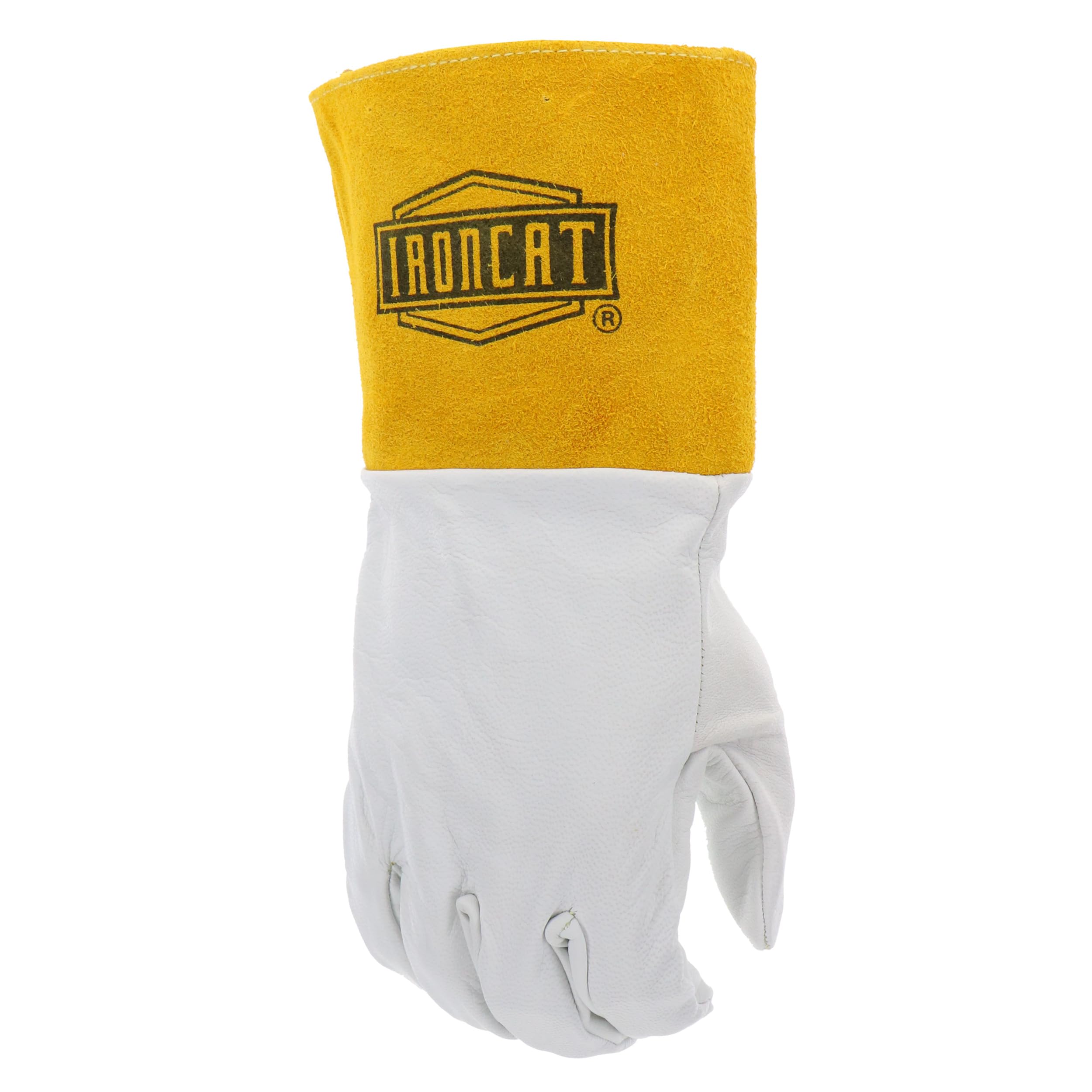 Kidskin IRONCAT 6141 TIG Welding Gloves – Large, Kevlar Thread Welding Gloves with 4 in. Gold Cuff, Straight Thumb, Pearl, Natural