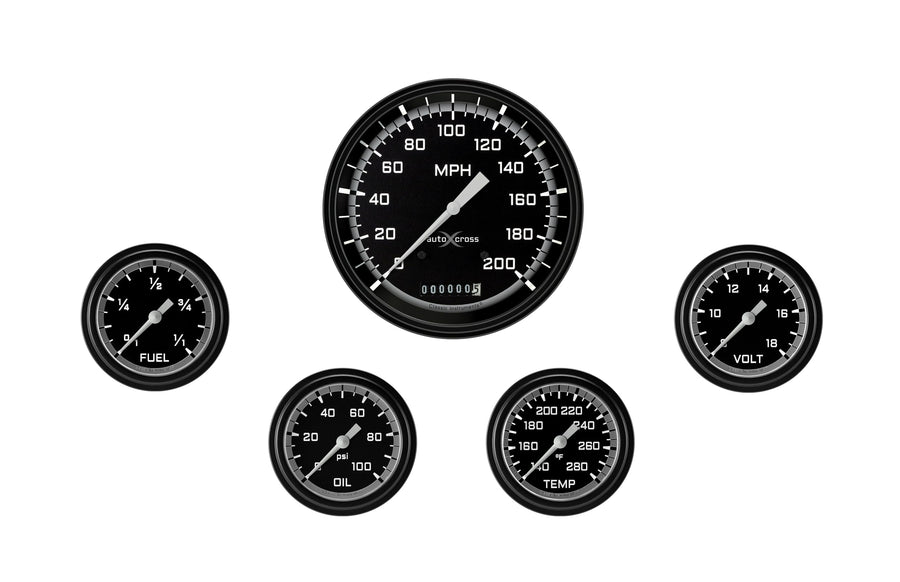 AX354GBLF Classic Instruments Autocross Gray 2 5/8" Full Sweep 5 Gauge Set - GM