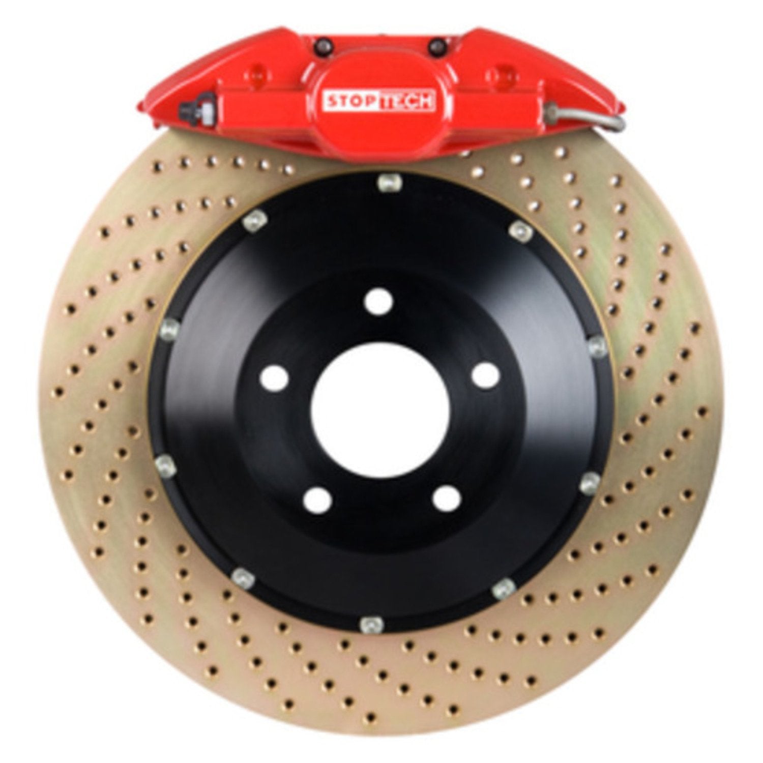 StopTech 83.837.0023.74 Big Brake Kit Stoptech; Black Caliper, Drilled Two-Piece Rotor, Front