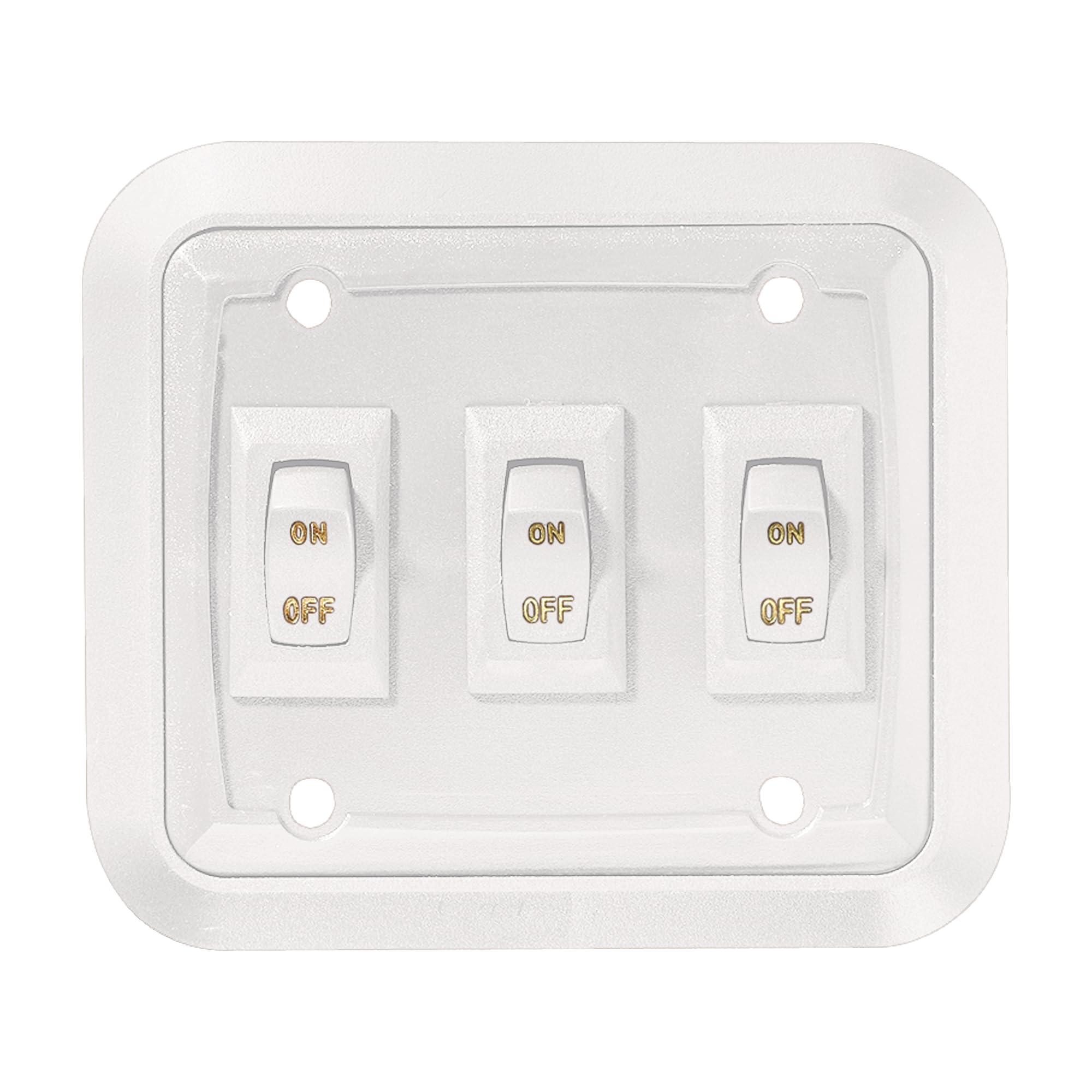 Wall Plate Switch RV Designer S661, Triple, White, 3.53" x 4", On/Off - SPST