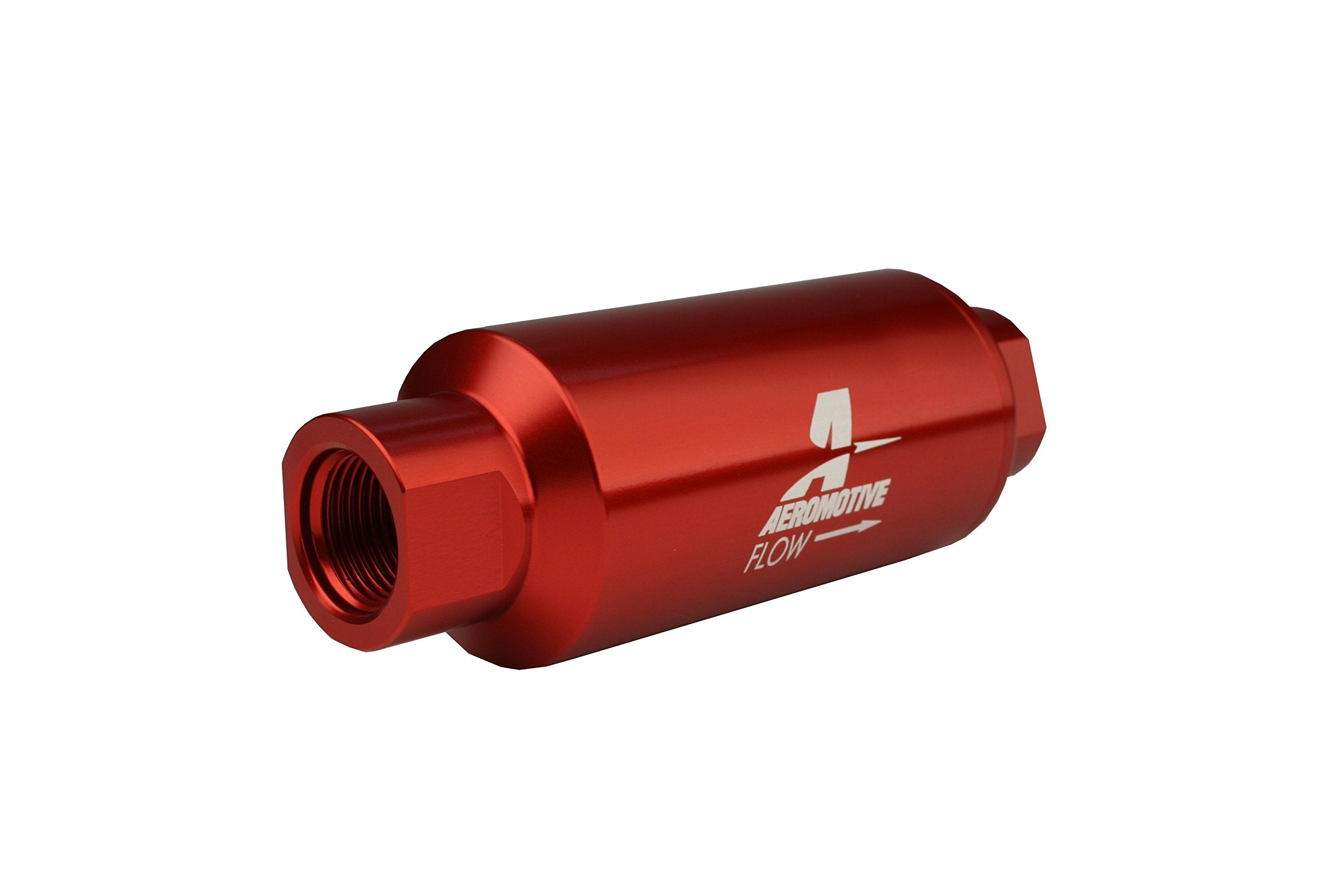 In-Line Aeromotive 12335 Filter, 40-Micron Stainless Mesh Element, ORB-10 Port, Bright-Dip Red, 2" OD