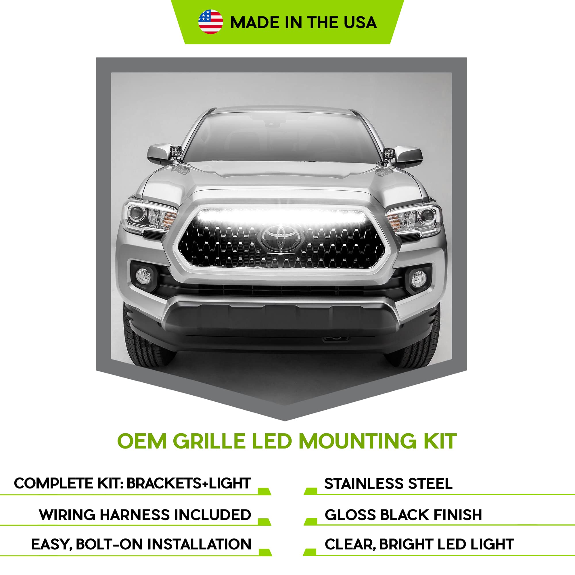 2018-2022 Toyota Tacoma TRD Sport, OEM Grille Off-Road LED Kit, Incl. (1) 30 Inch LED Straight Single Row Slim Light Bar - PN #Z419811-KIT