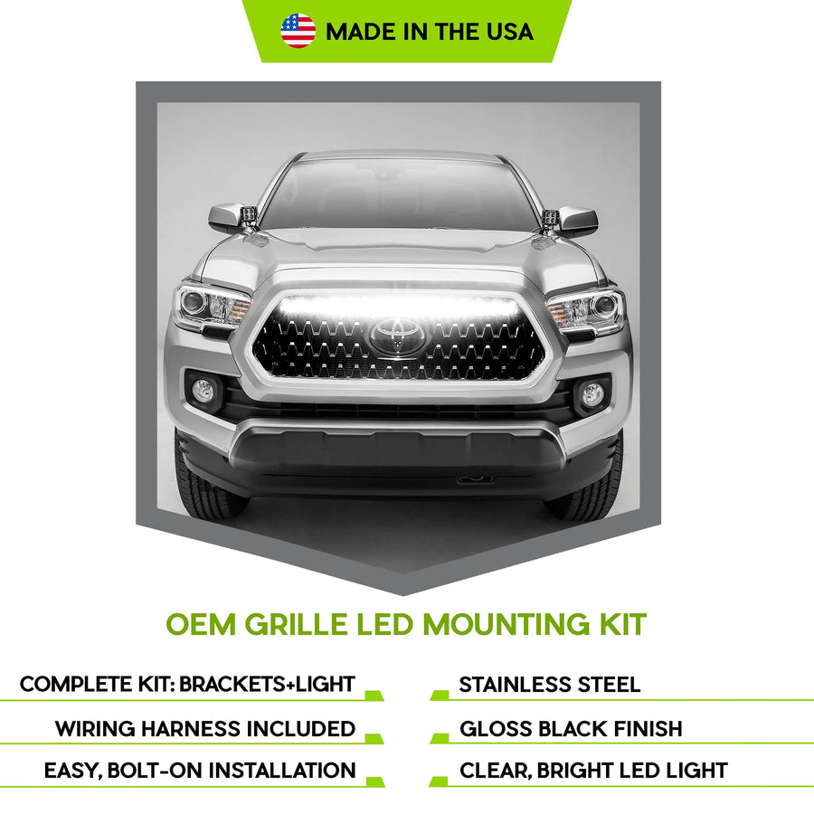 2018-2022 Toyota Tacoma TRD Sport, OEM Grille Off-Road LED Kit, Incl. (1) 30 Inch LED Straight Single Row Slim Light Bar - PN #Z419811-KIT