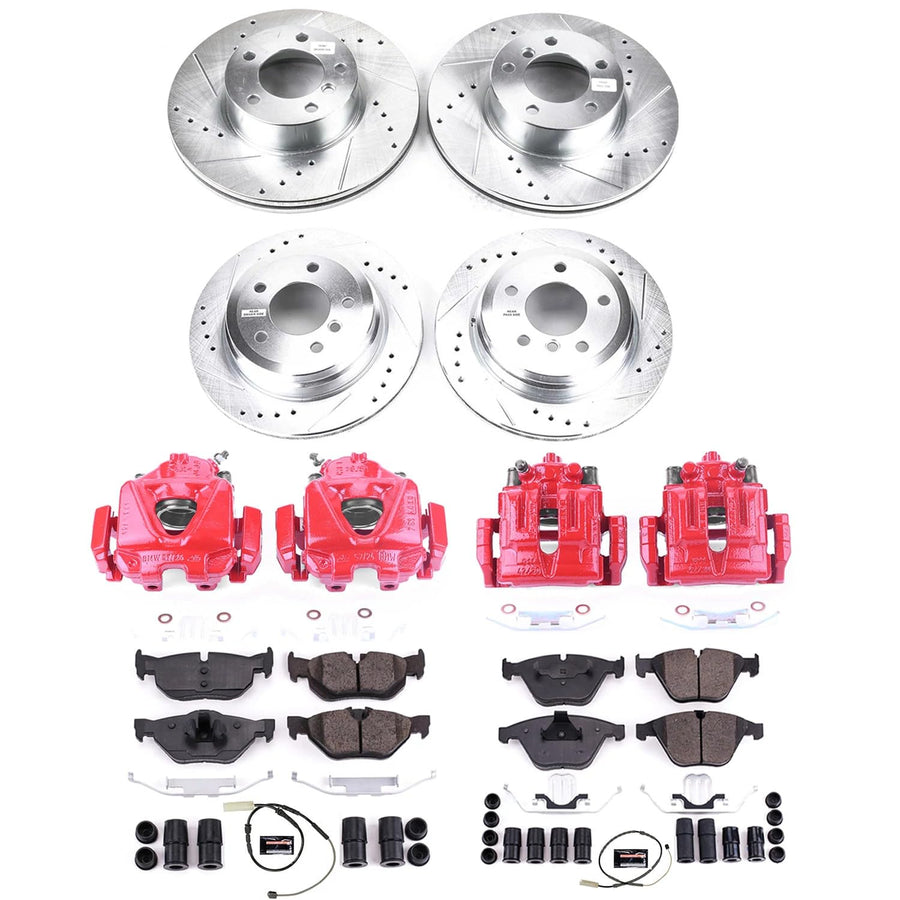 Power Stop Z23 Evolution Front and Rear Caliper Kit-Drilled/Slotted Rotors, Carbon Ceramic Brake Pads & Calipers