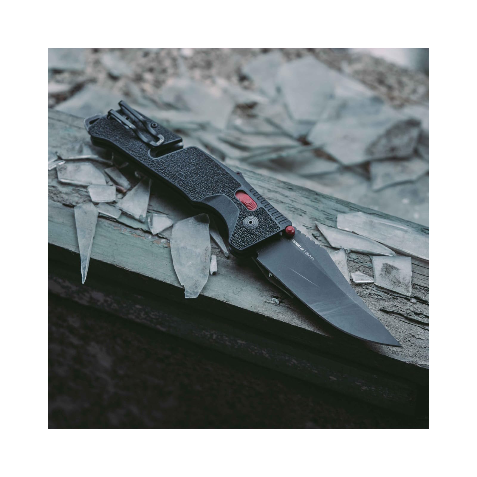 Ambidextrous SOG Trident Professional Straight Folding Knife | Heat-Treated CRYO D2 3.75" Stainless Steel Blade, Black/Red
