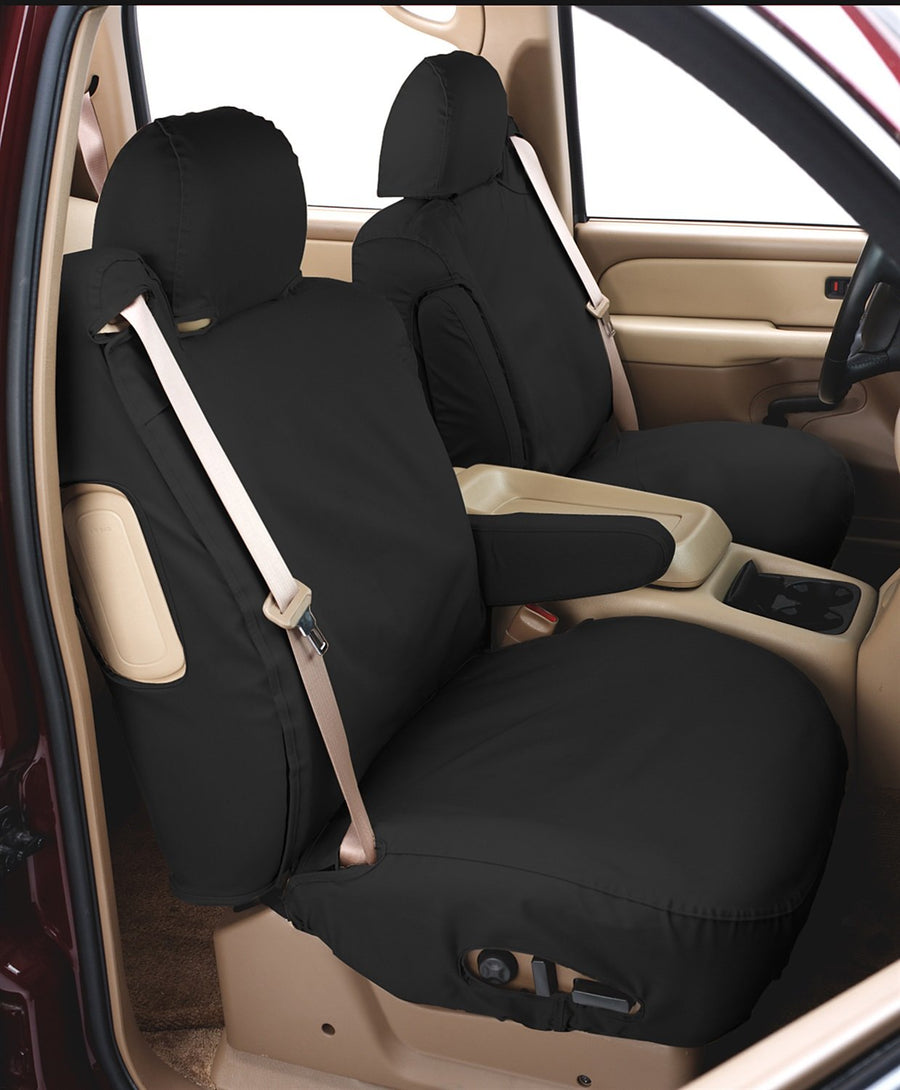 Covercraft Front Custom-Fit Bucket SeatSaver Seat Covers - Polycotton Fabric, Charcoal Black