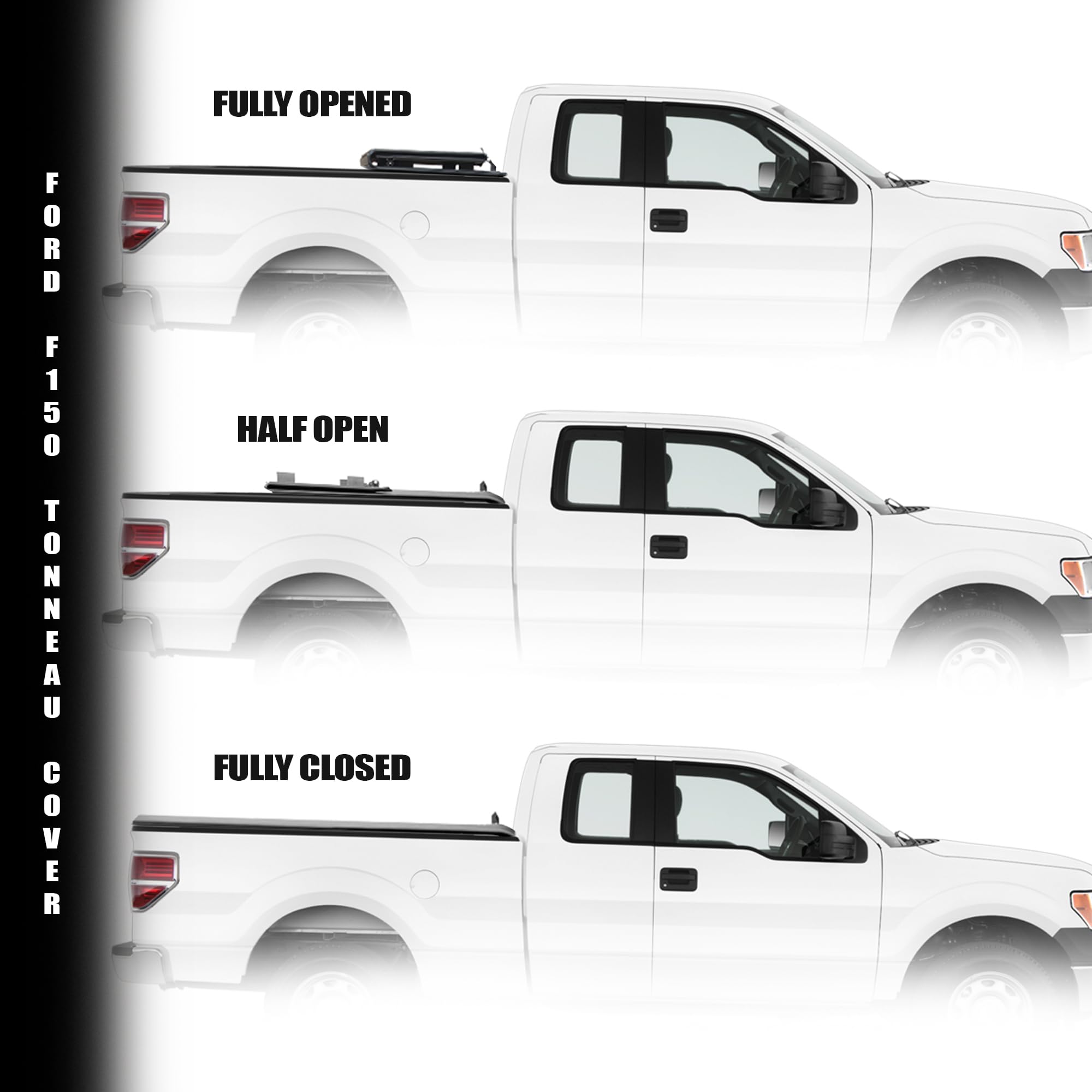 Low Profile Armordillo Hard Tri-Fold for 2004-2014 Ford F150 F-150 Bed Tonneau Cover 6.5 ft Bed (78") / 2006-2008 Lincoln Mark LT Bed Tonneau Cover 6.5 ft Bed (78") | CoveRex TFX | 7162310
