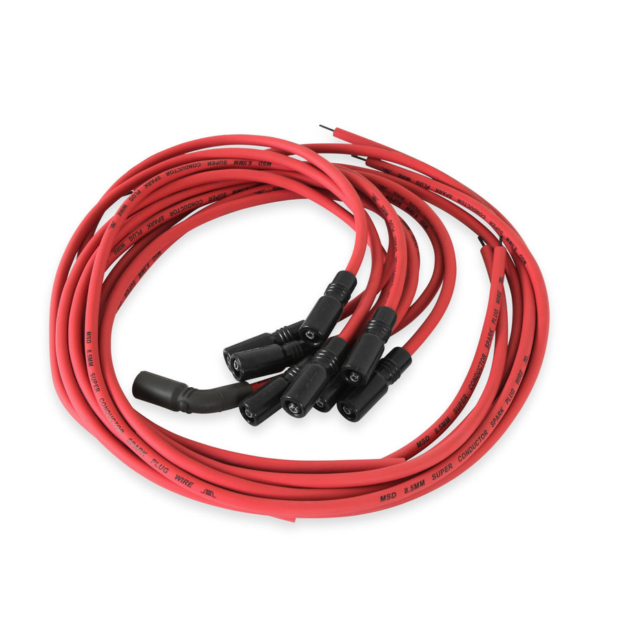Super Conductor MSD 32129 Spark Plug Wire Set, Red, Straight Boots