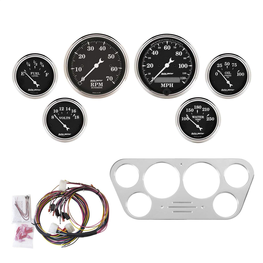 Gauge Kit AutoMeter 7048-OTB, 6 Pc, Ford Truck 53-55, Tach/Mph/Fuel/Oilp/Wtmp/Volt, OTB