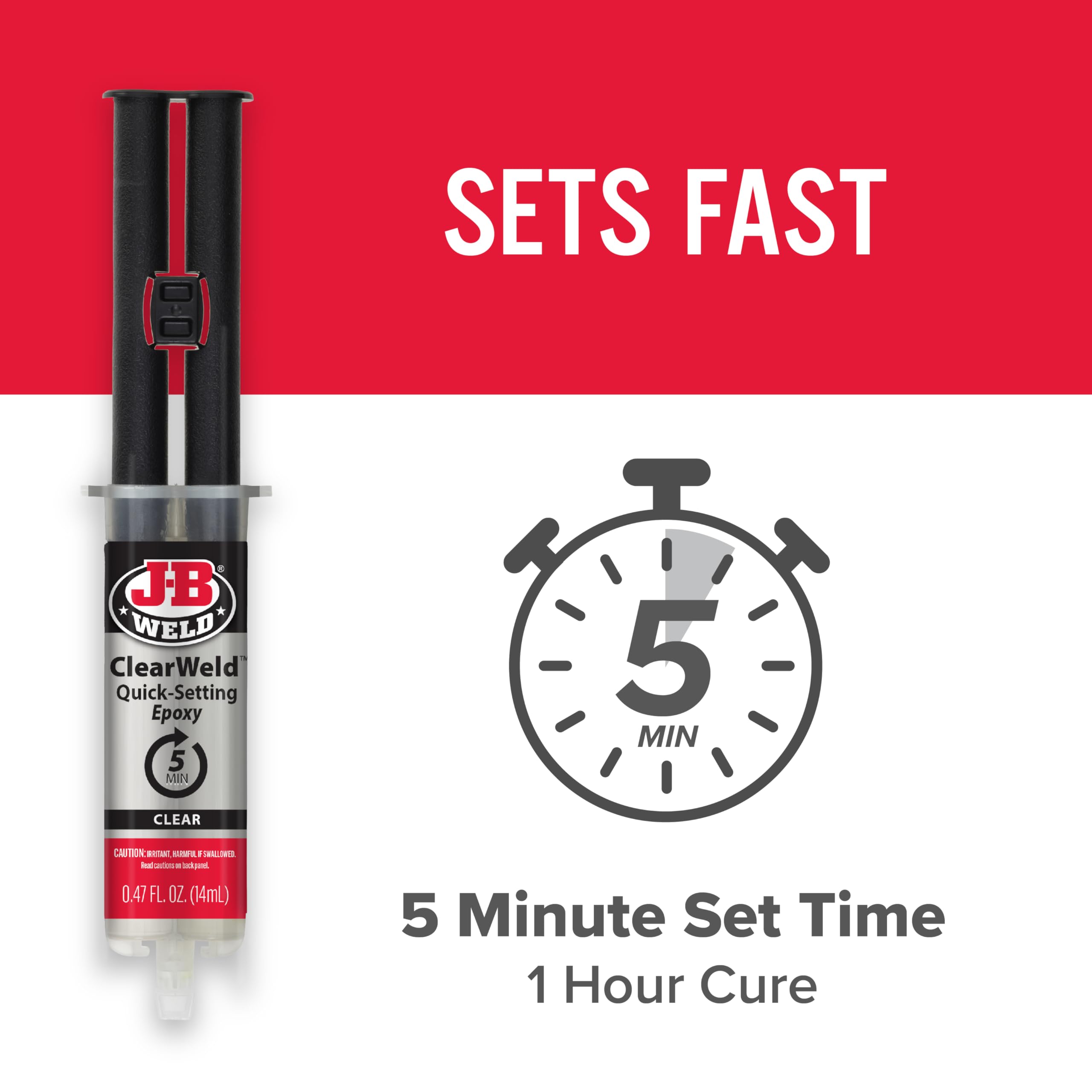 ClearWeld J-B Weld 5 Minute Epoxy, Clear, 14ml w/Static Mixer, (50114H)