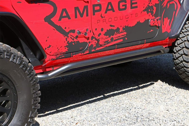 RAMPAGE PRODUCTS Rocker Guard Steps Rail Side for Jeep Wrangler JL | Pair, Steel, Textured Black | 26631 | Fits 2018-2025 Jeep Wrangler JLU 4-Door