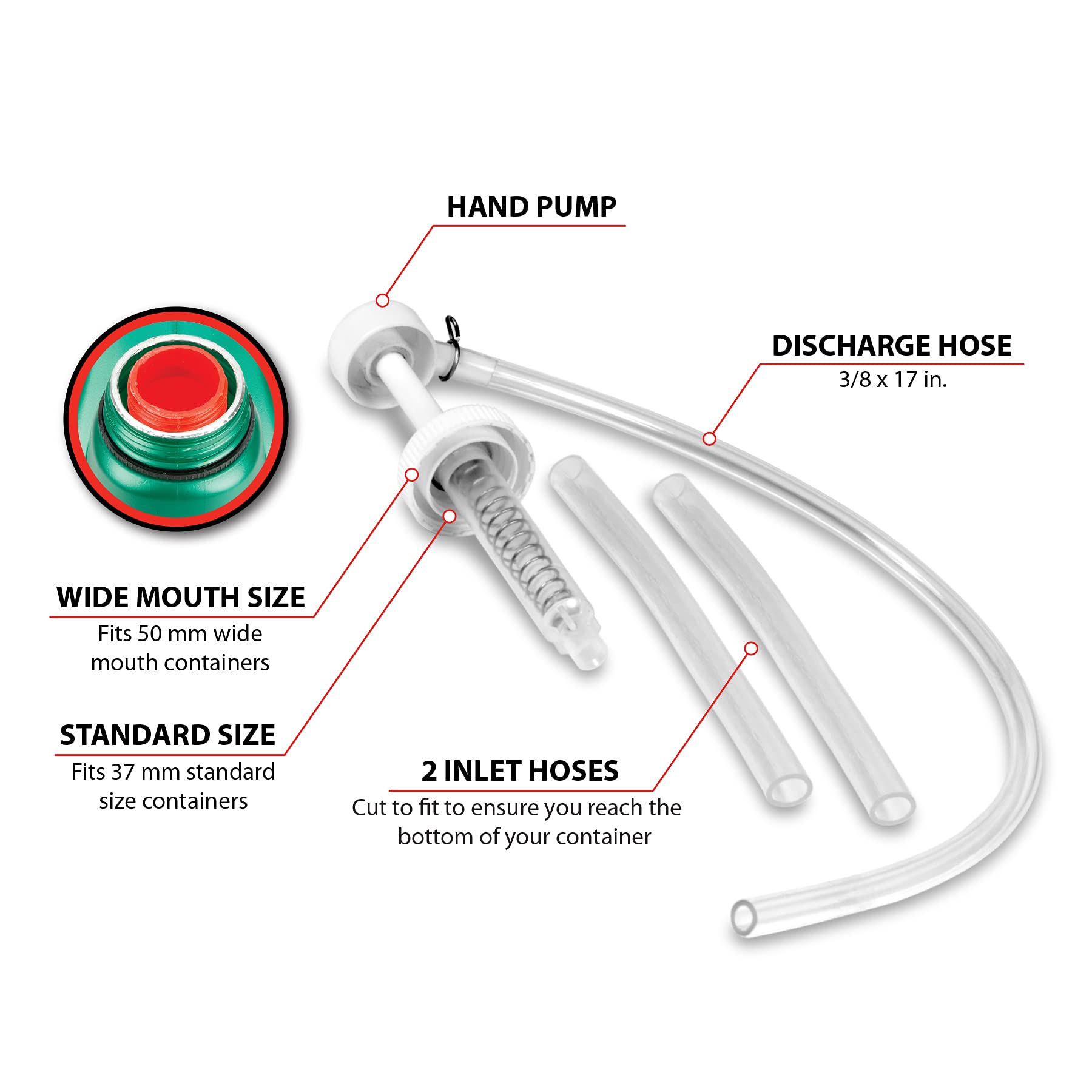 Double Threaded Cap Performance Tool W1140 - for Easy Lubricant Transfer from Standard and Wide Mouth Gallon Containers with 17-Inch Hose