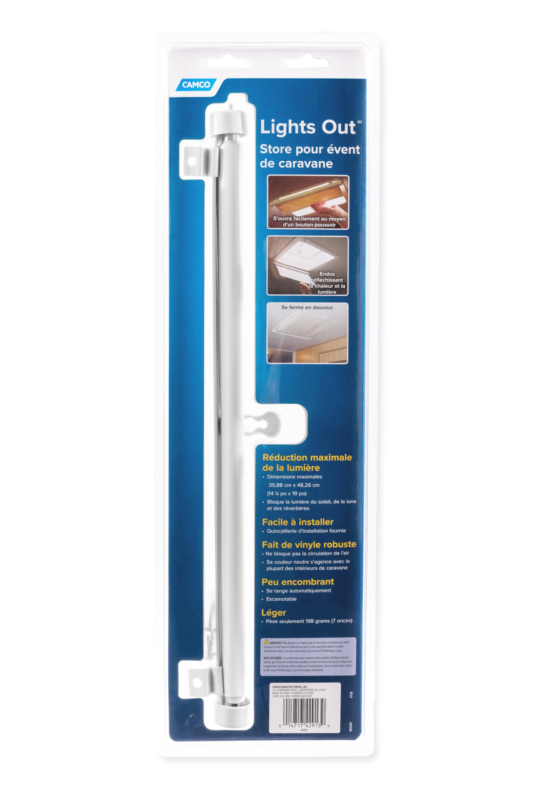 Retractable Camco Lights Out Vent Shade (Cream)