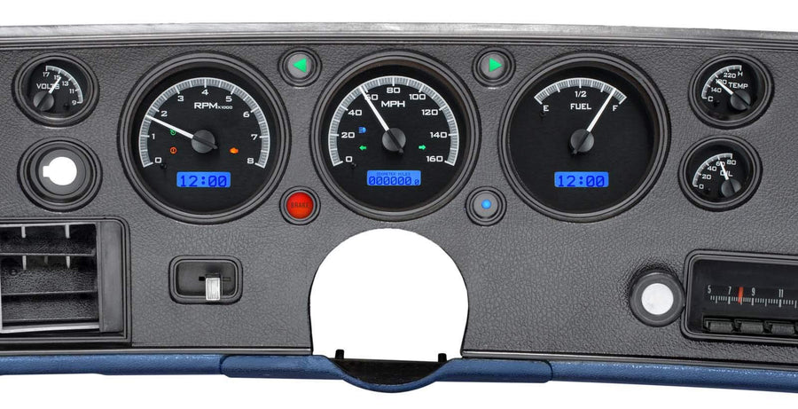 Dakota Digital 70-72 Chevy Chevelle SS VHX-70C-CVL-K-B Analog Dash Gauges Black Alloy Blue EL Camino