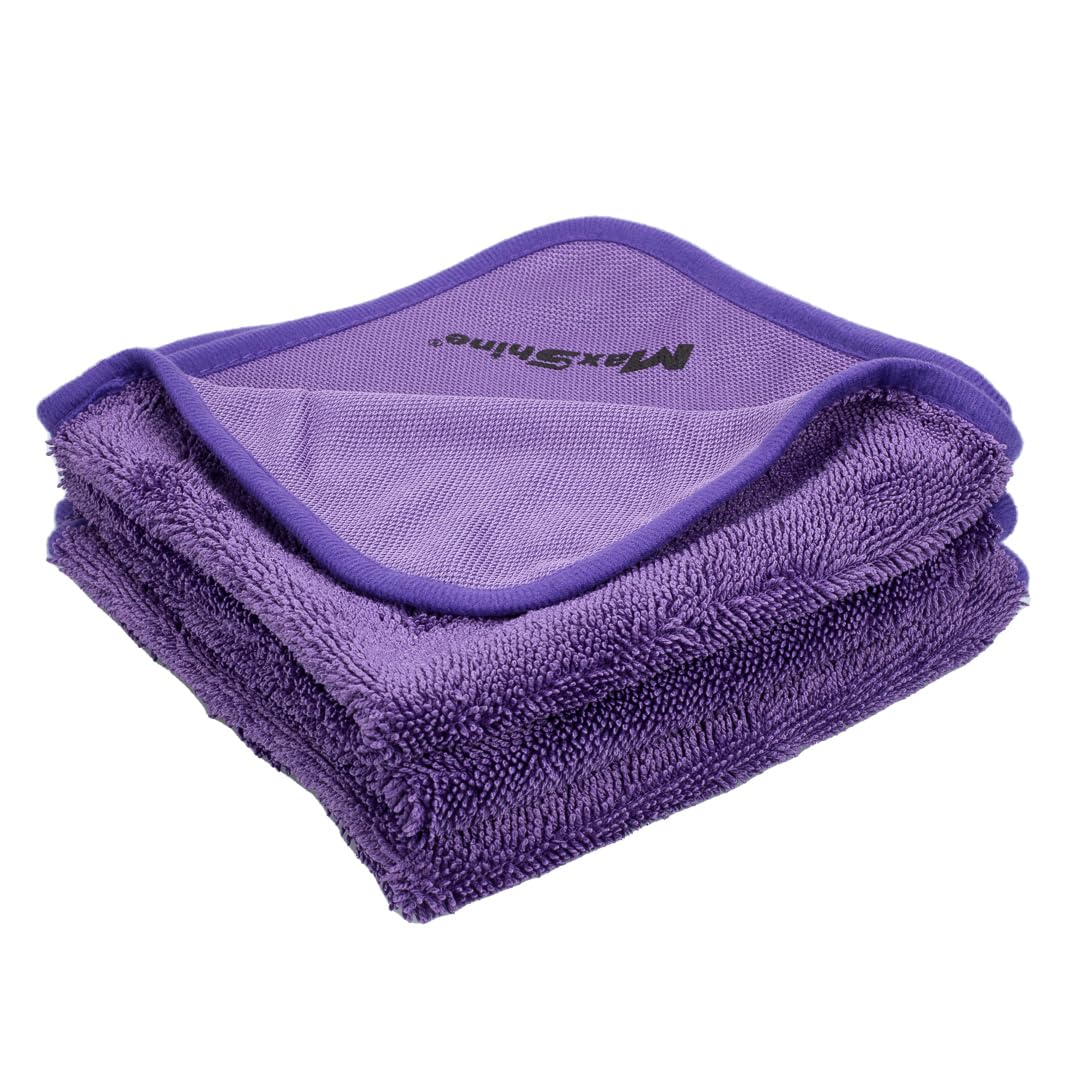 Maxshine 3-Piece Universal Purple 600GSM Microfiber Drying Towels – Single Twisted Loop, Ultra-Absorbent Plush Towels for Car Wash & Drying – Streak-Free Detailing Cloths (16" x 16")