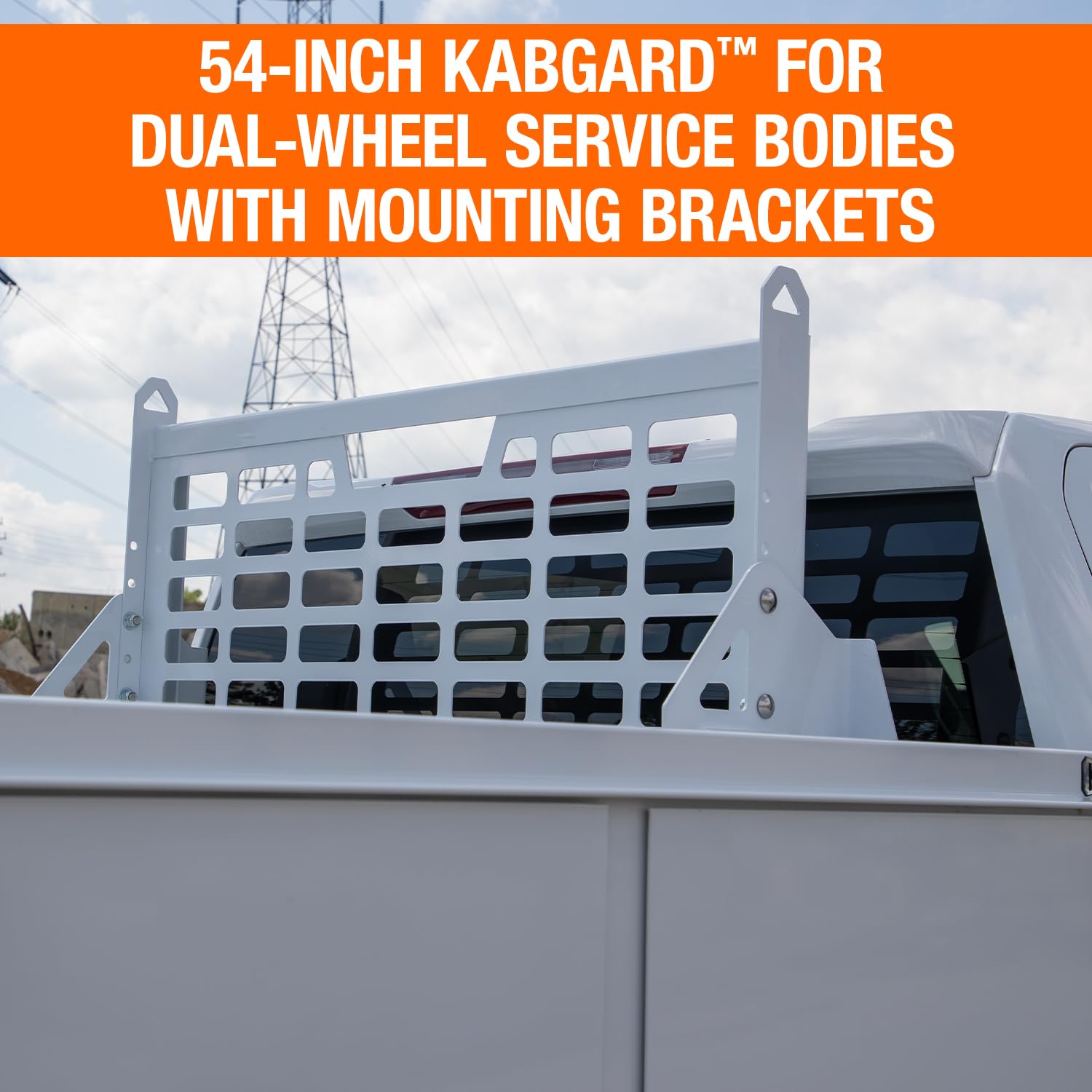 5404927 Buyers Products Kabgard Headache Rack W/Mounting Kit for Dual-Wheel Service Body Trucks, 49 Inch, White Gloss Finish, Service Body Headache Rack Kit