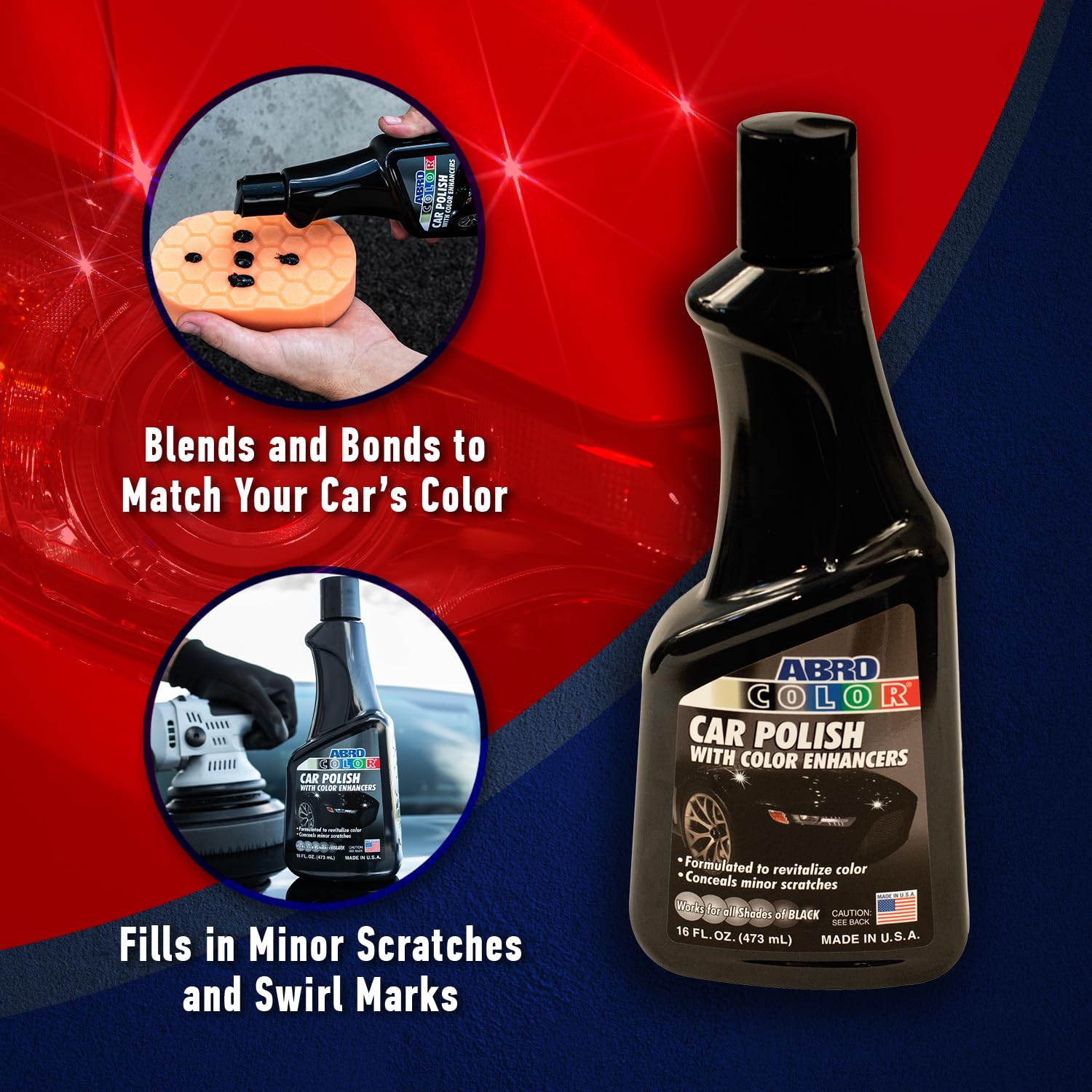 ABRO Car Polish Black: Scratch Remover for Vehicles and Paint Scratch Repair Restorer Wax, Polishing Compound for Car Detailing, Paint Scratch Repair for Vehicles, Scratch Remover 16oz.