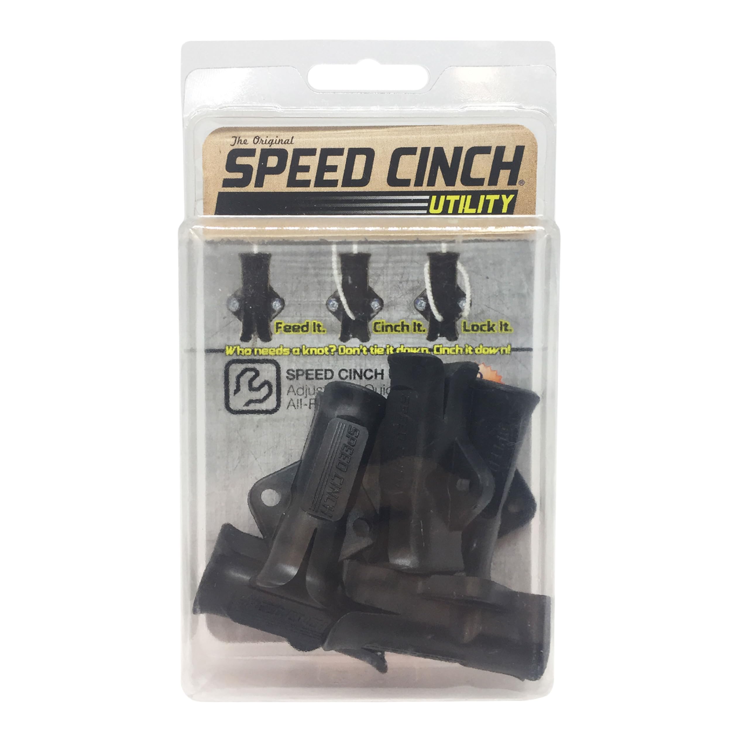 All-Purpose Rope Cinch SlotLock, Multipurpose Rope Locking Device for Clotheslines, Cargo Management and More, 5-Pack
