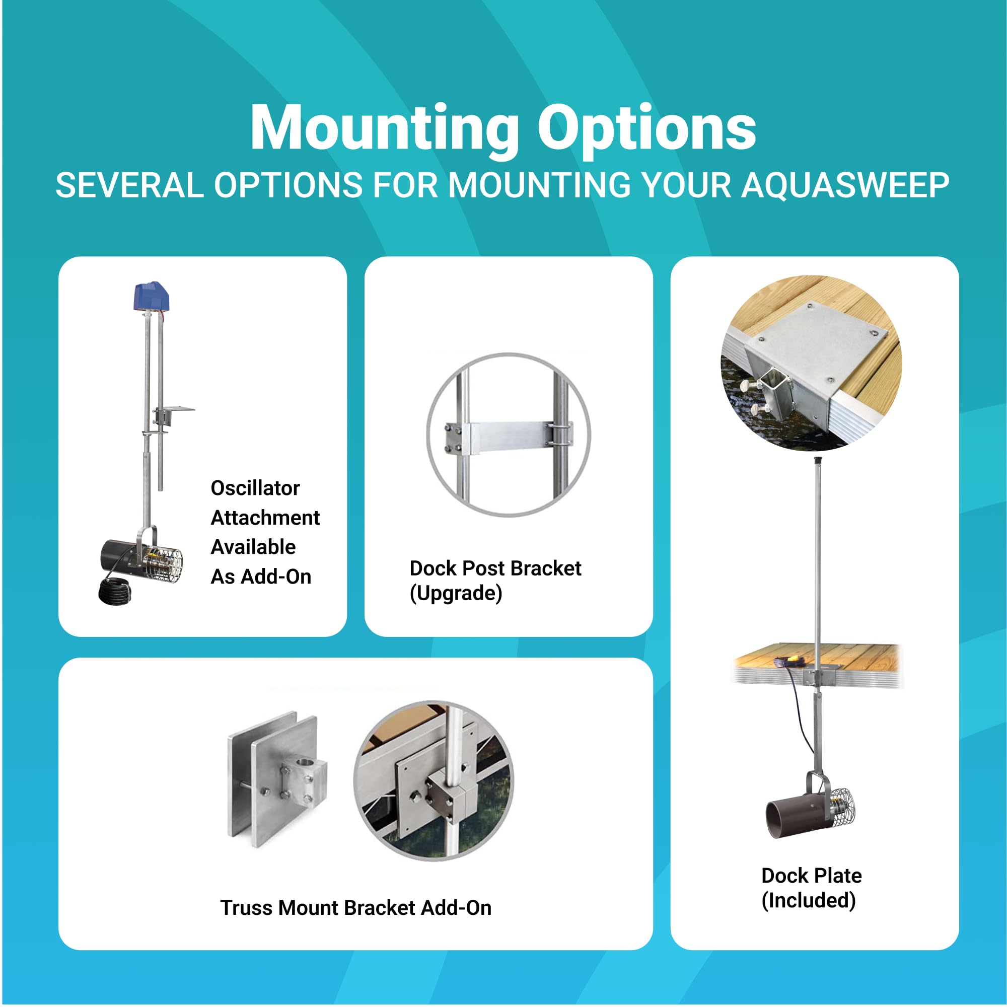 Scott Aerator Aquasweep - Dock Mount 1/2 Horse Power 230V 50 Feet Cord - Water Circulator | Water Agitator | Water Mover | Made in USA