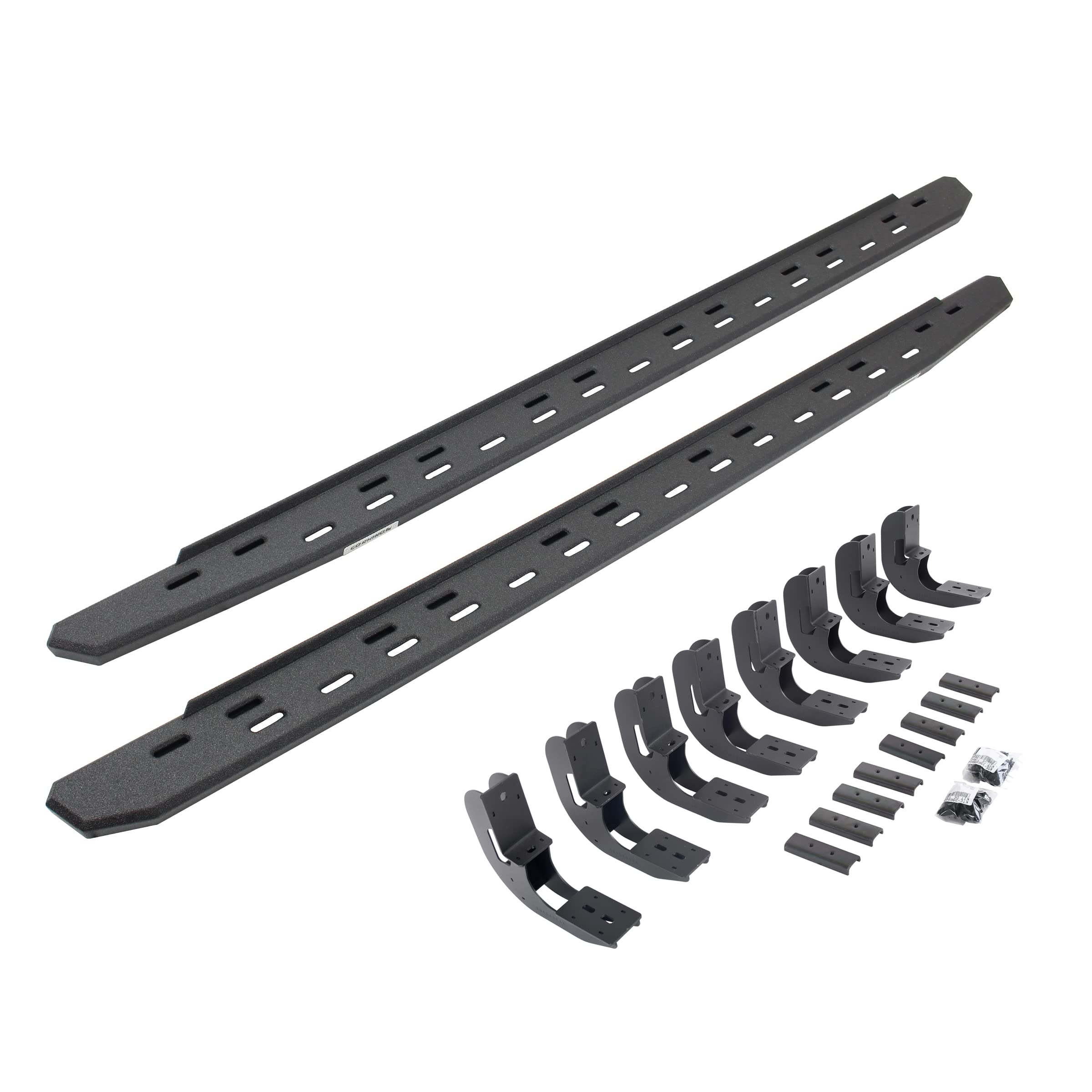 Go Rhino Slim RB30 Running Boards & Brackets | Galvanized Steel, Protective Bedliner Coating | 69604887ST | Fits 2019-2025 Chevrolet Silverado & GMC Sierra Crew Cab (See Description)